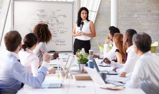 woman leading a meeting