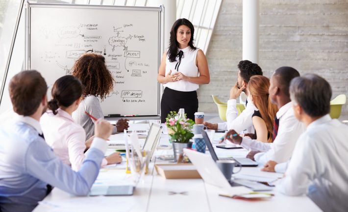 woman leading a meeting