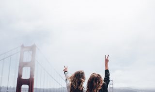 Peace sign by Golden Gate Bridge