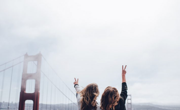 Peace sign by Golden Gate Bridge