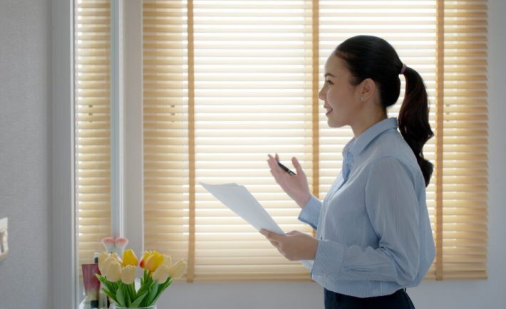 woman practicing her speech