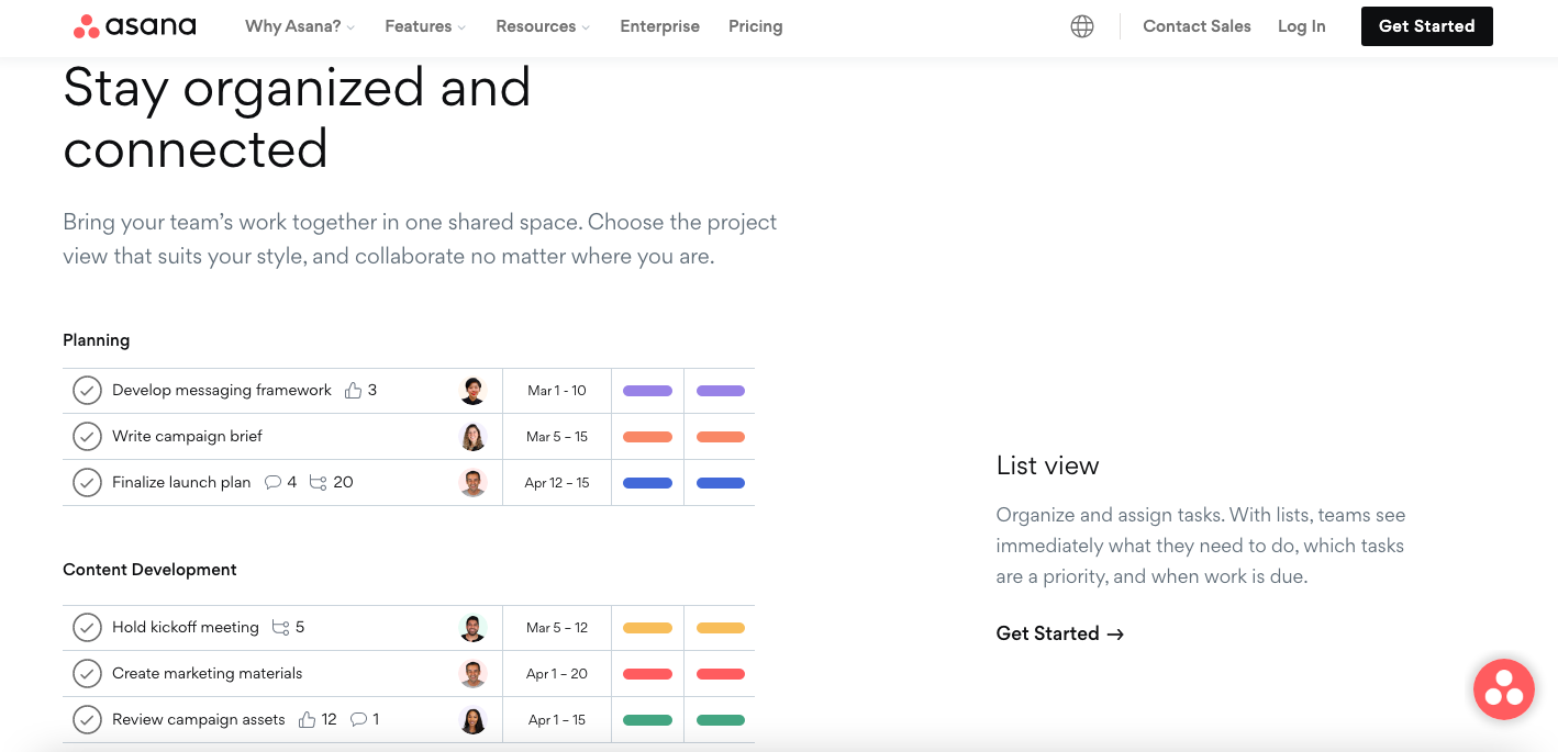 Asana Website Screenshot