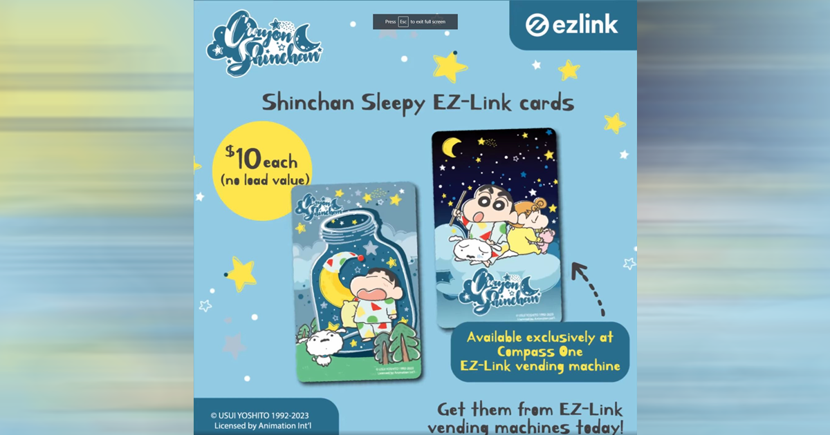 Shin-chan Sleepy EZ-Link cards now available for $10 each