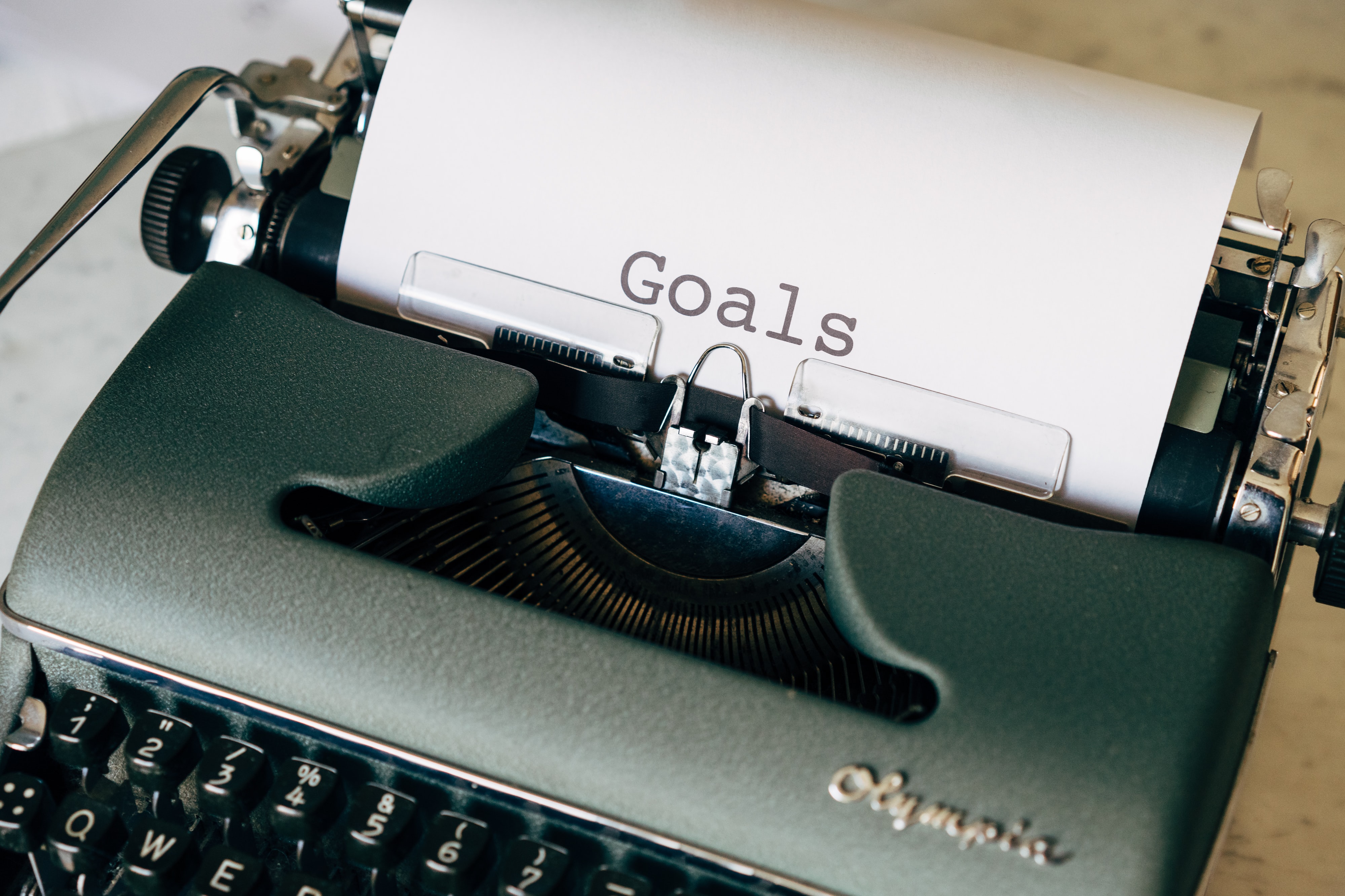 typing goals on a typewriter
