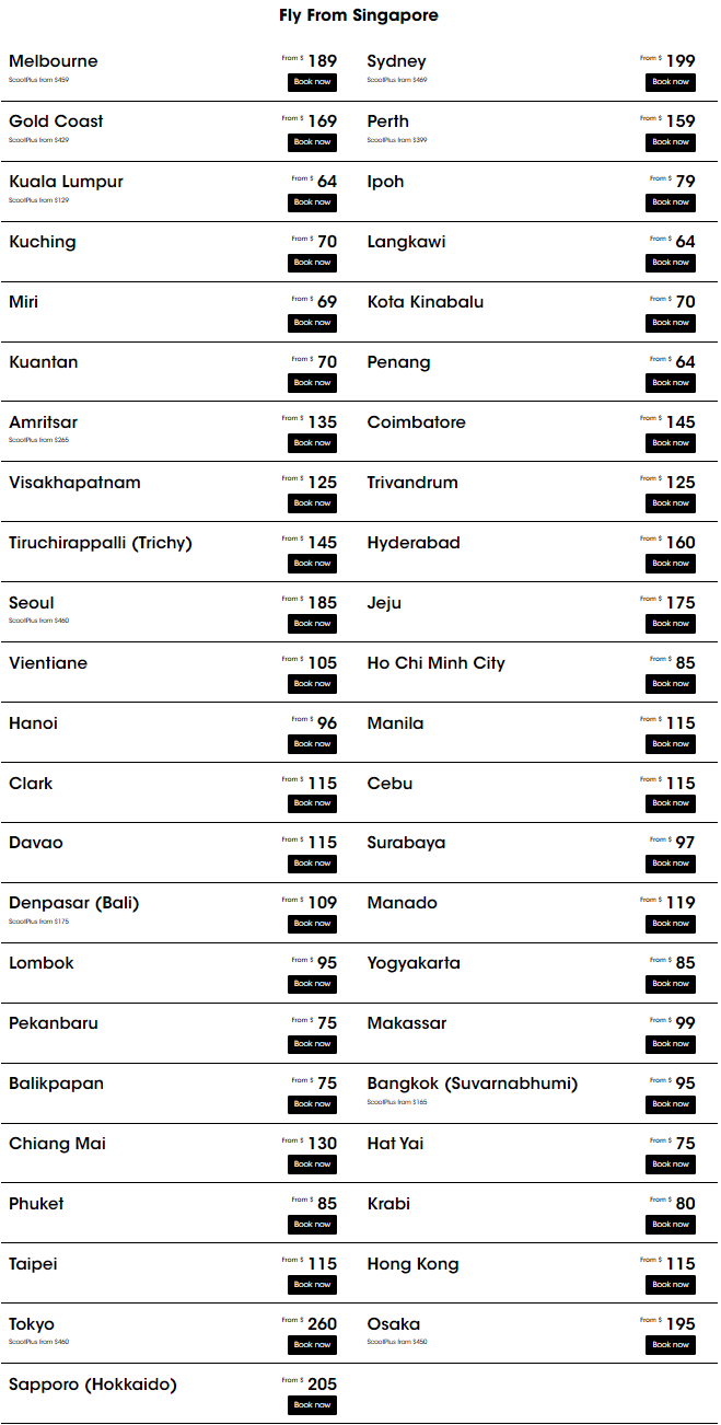 Lobang: Scoot is having a New Year Sale from 4 - 10 Jan 23, have fare deals to over 40 destinations from $64 all-in one way - 3