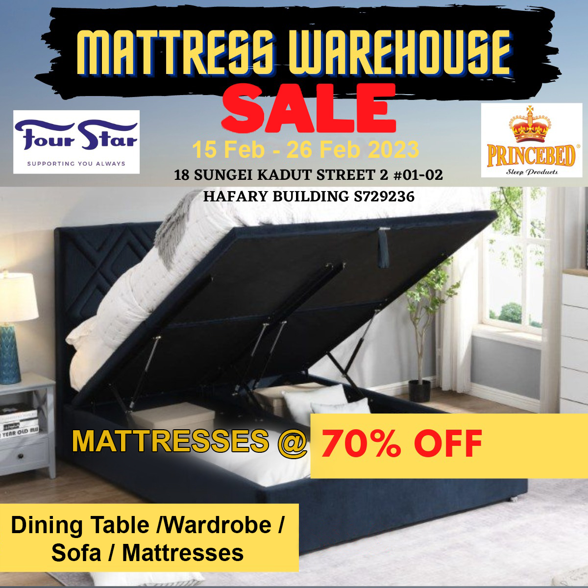 Lobang: Furniture warehouse sale at Sungei Kadut has up to 70% off mattresses, dining tables, wardrobes, sofas and more from 15 - 26 Feb 23 - 5