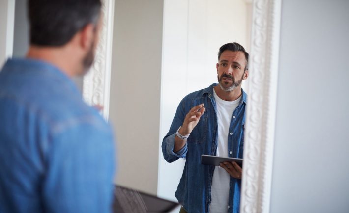 a man talking to himself