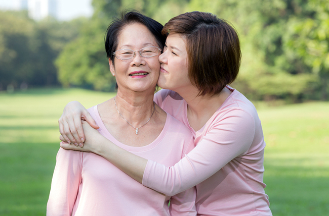 daughter with her elderly mum