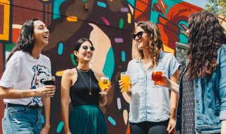 ladies socializing over drinks