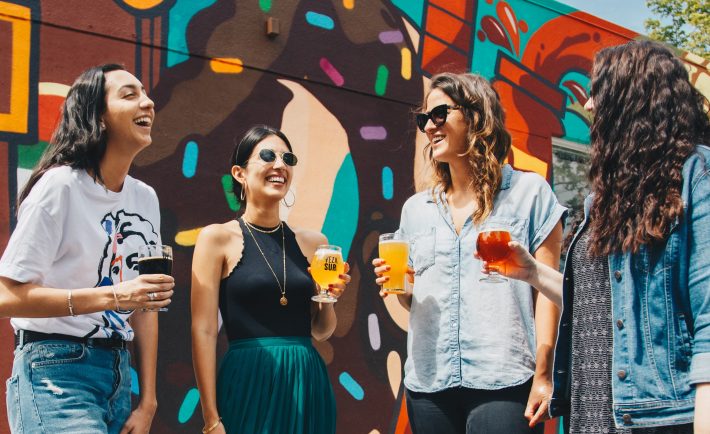 ladies socializing over drinks