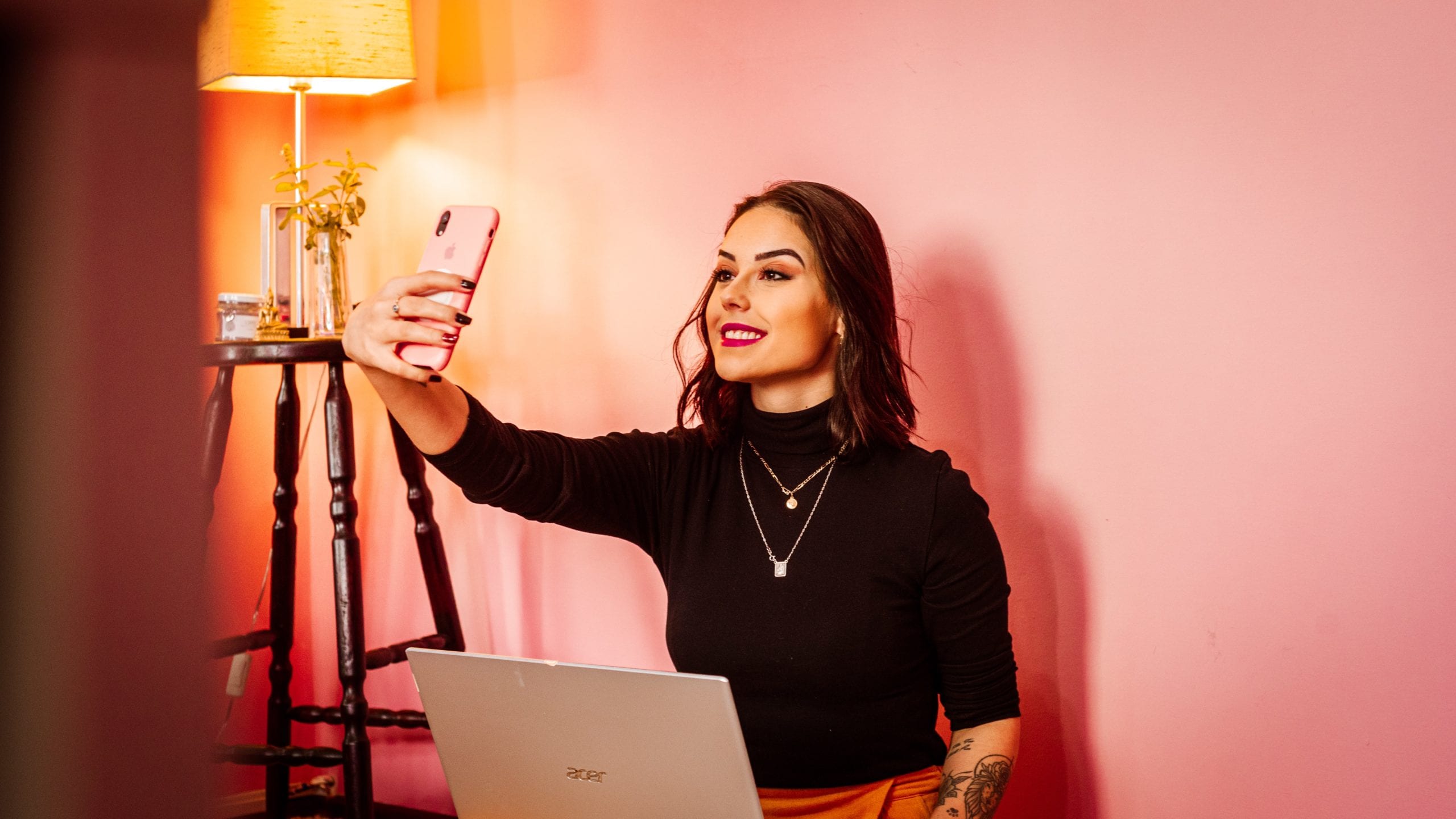 woman filming herself