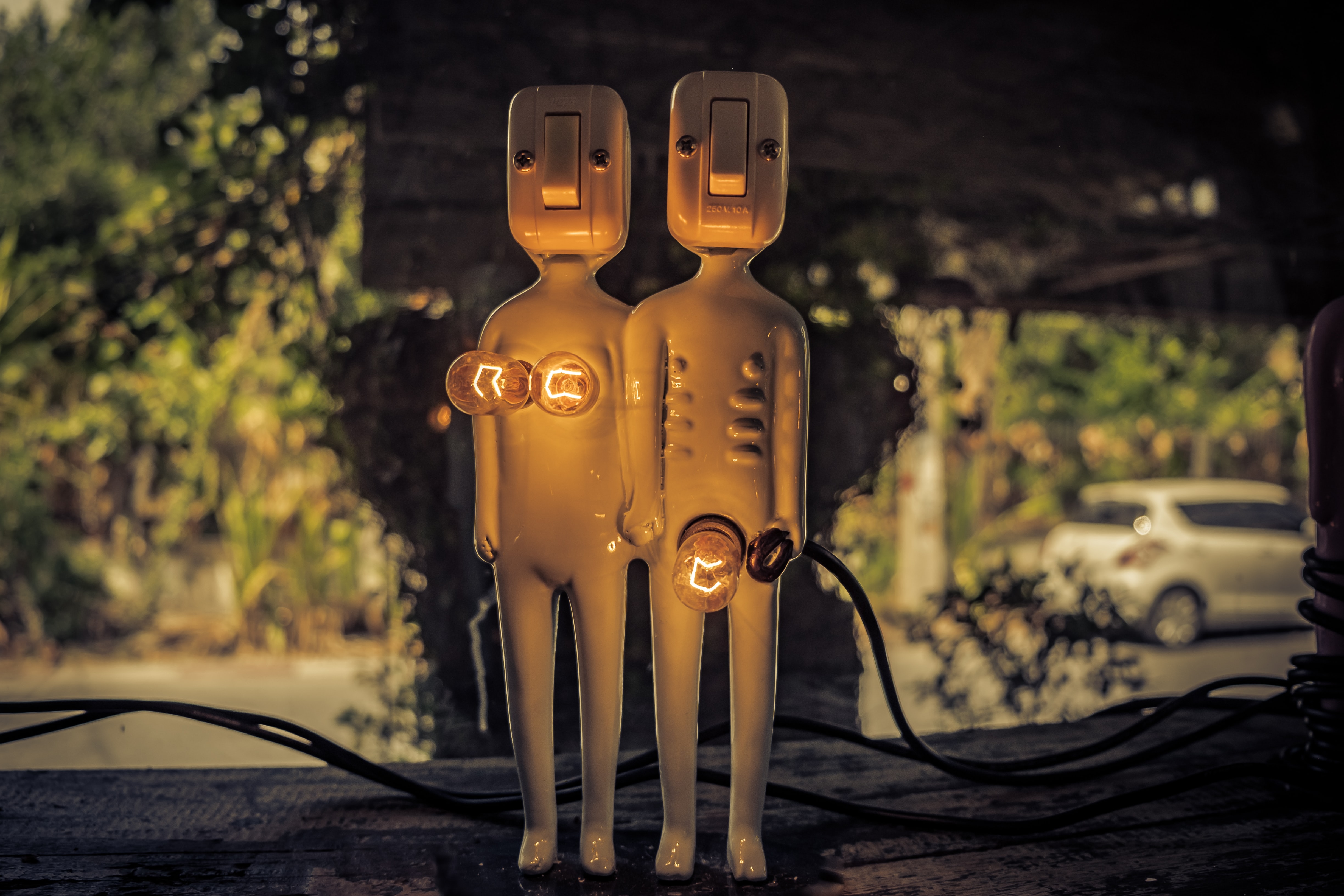 characters with lighted bulbs