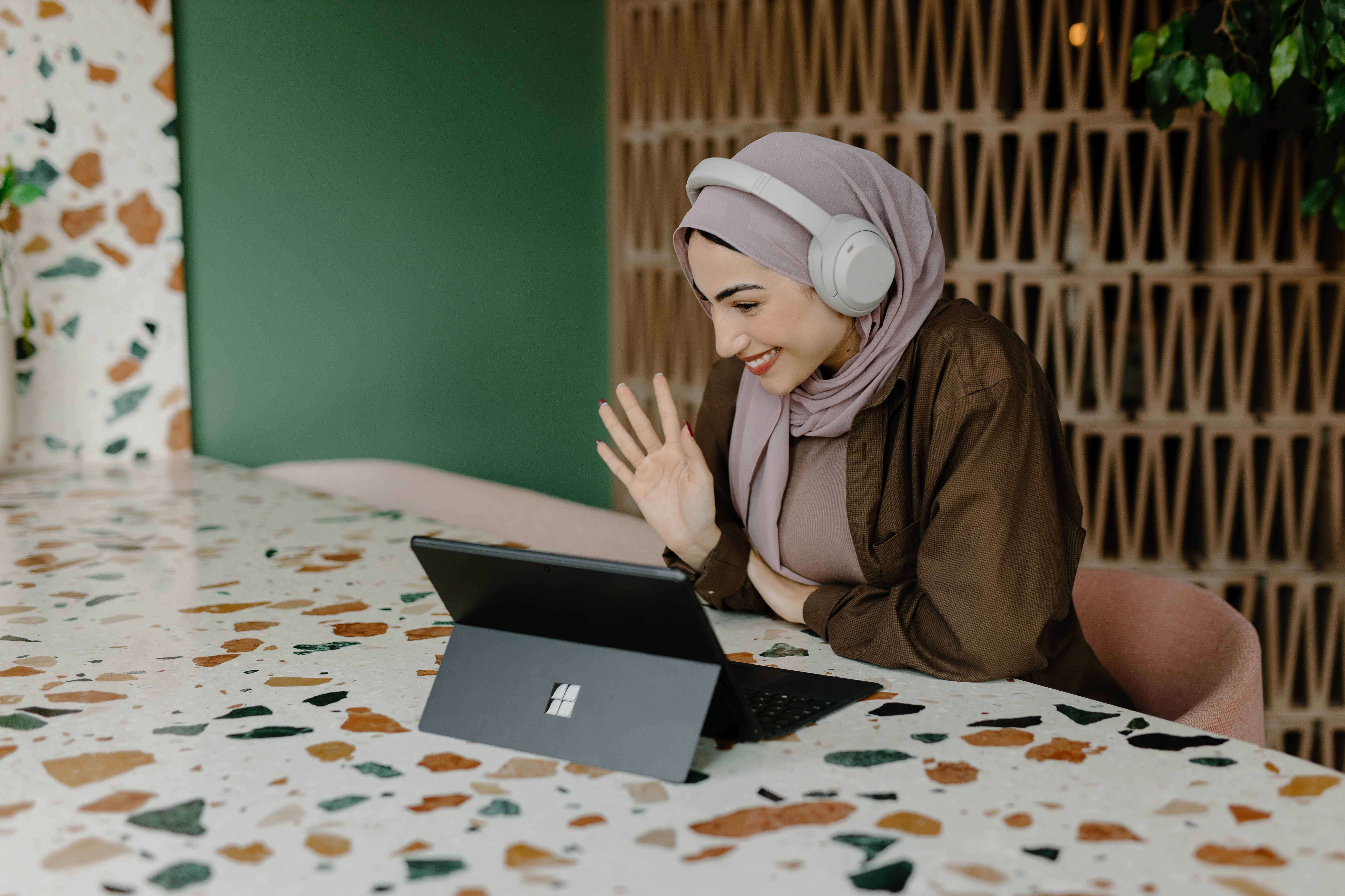 woman having a video call