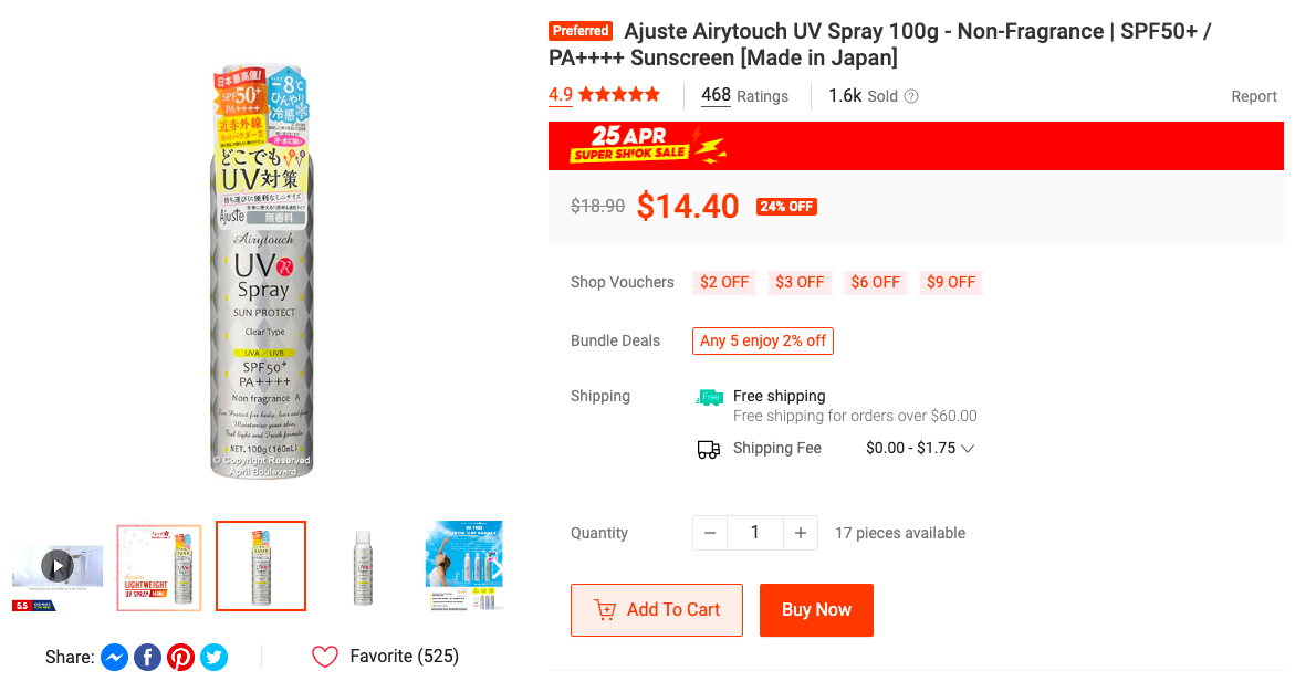 Ajuste Airytouch UV Spray