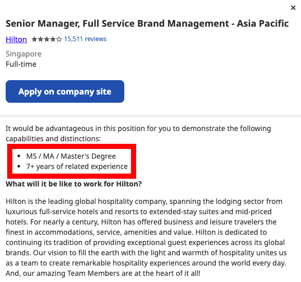 Hilton job ad