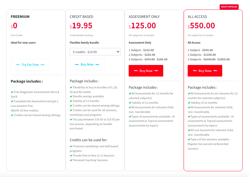 Explico's pricing plans