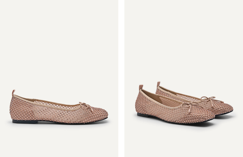 Rina Mesh Ballerina Flats - Nude