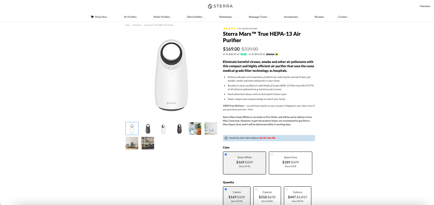 Sterra Mars™ True HEPA-13 Air Purifier