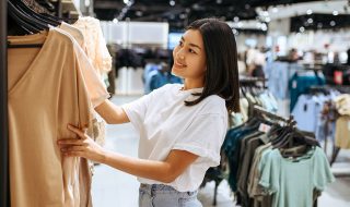 female teenager shopping