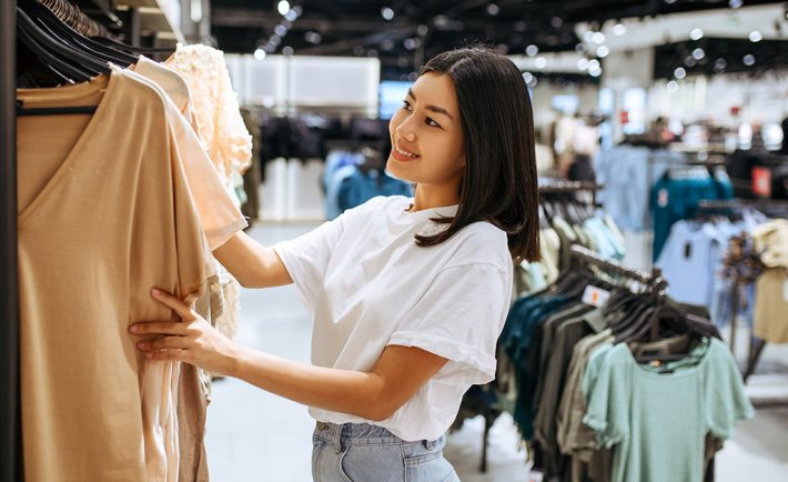 female teenager shopping