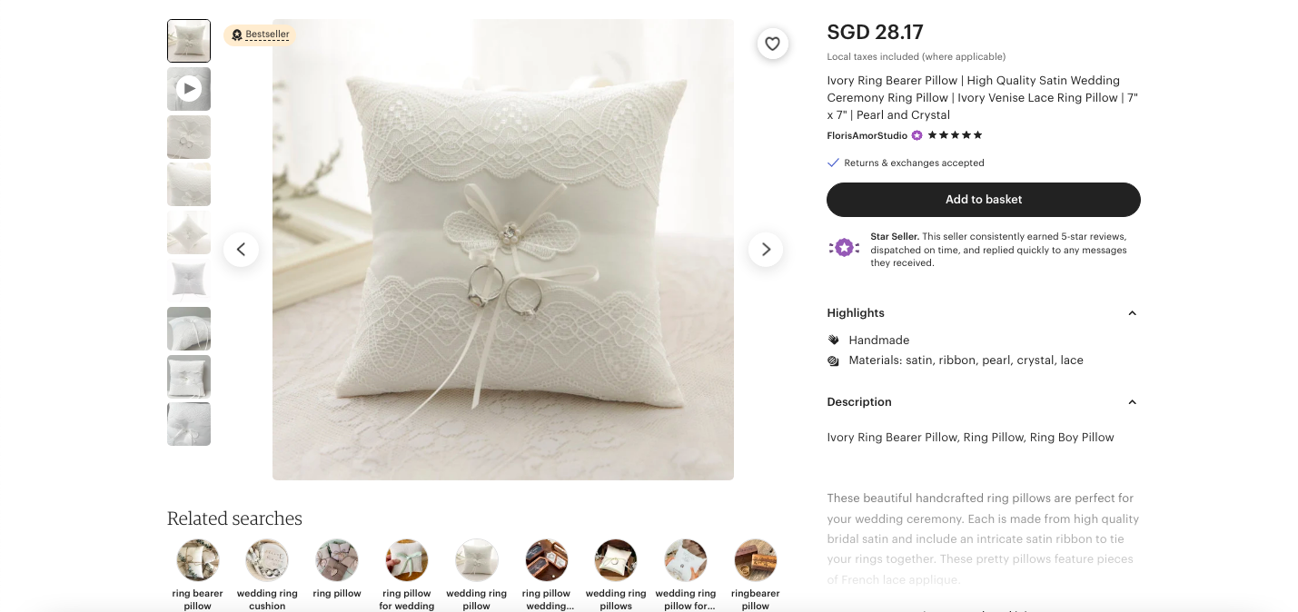 Ivory Ring Bearer Pillow