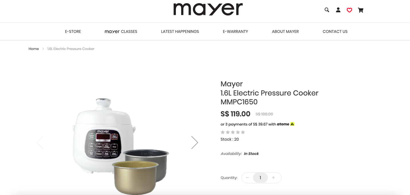 MAYER 1.6L Electric Pressure Cooker