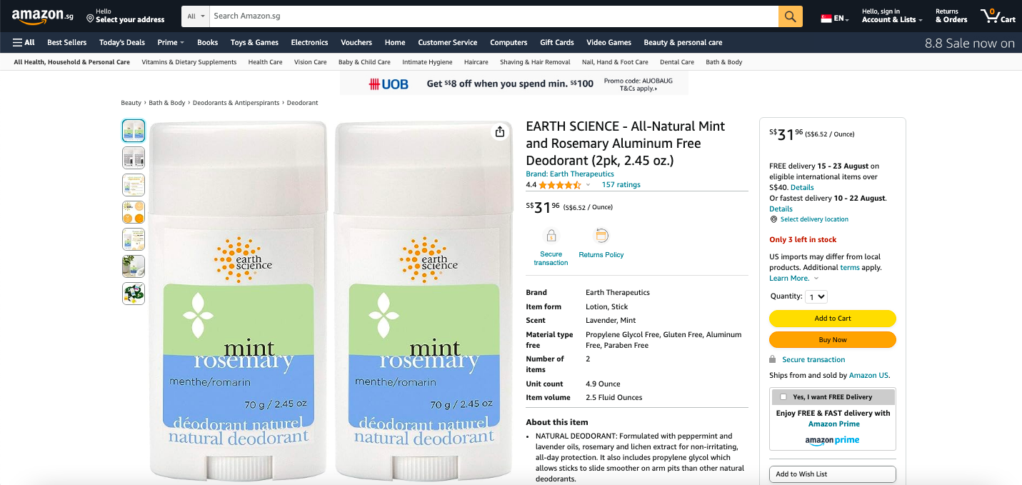 All-Natural Mint and Rosemary Aluminum Free Deodorant