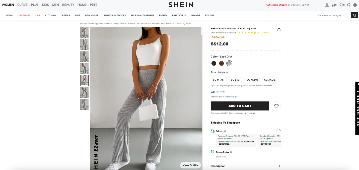 SHEIN EZwear Ribbed Knit Flare Leg Pants