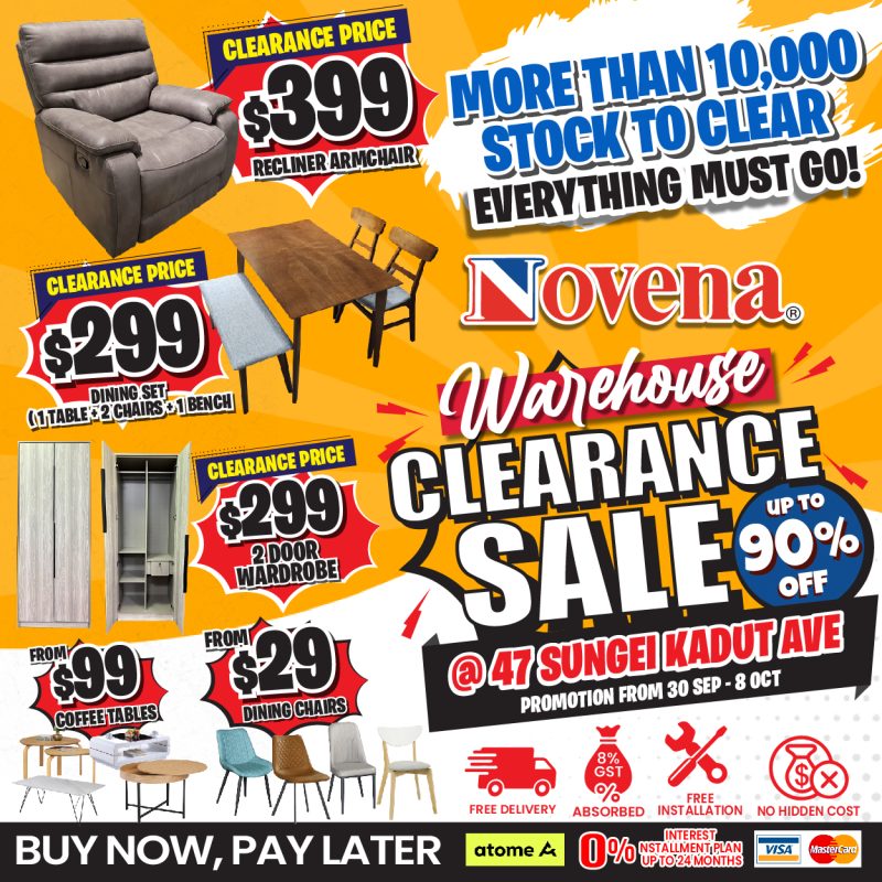 Over 10,000 furniture stock to clear in Novena's Warehouse Clearance