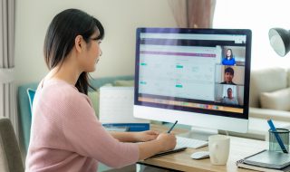 young asian lady working from home