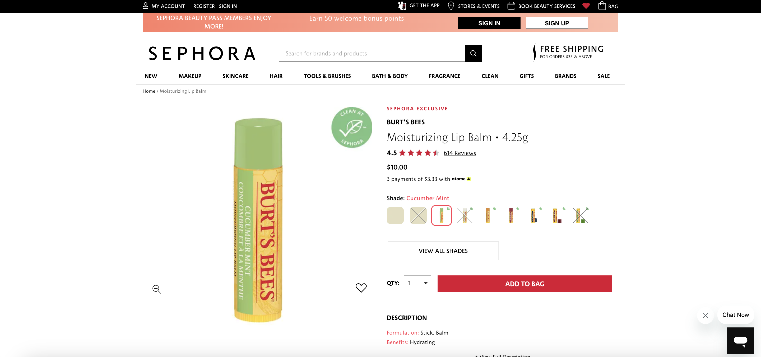 BURT'S BEES Moisturizing Lip Balm