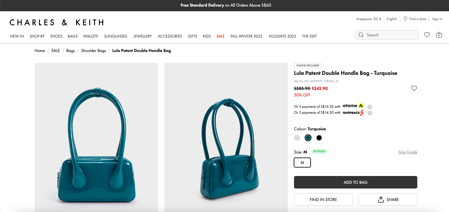 Lula Patent Double Handle Bag - Turquoise