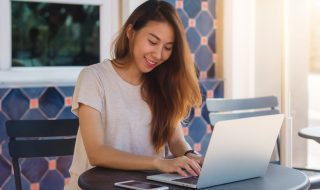 asian lady working from home