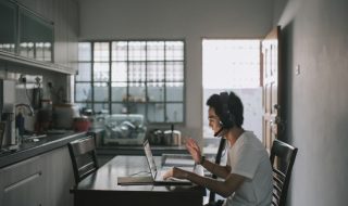 man on a video call while working from home