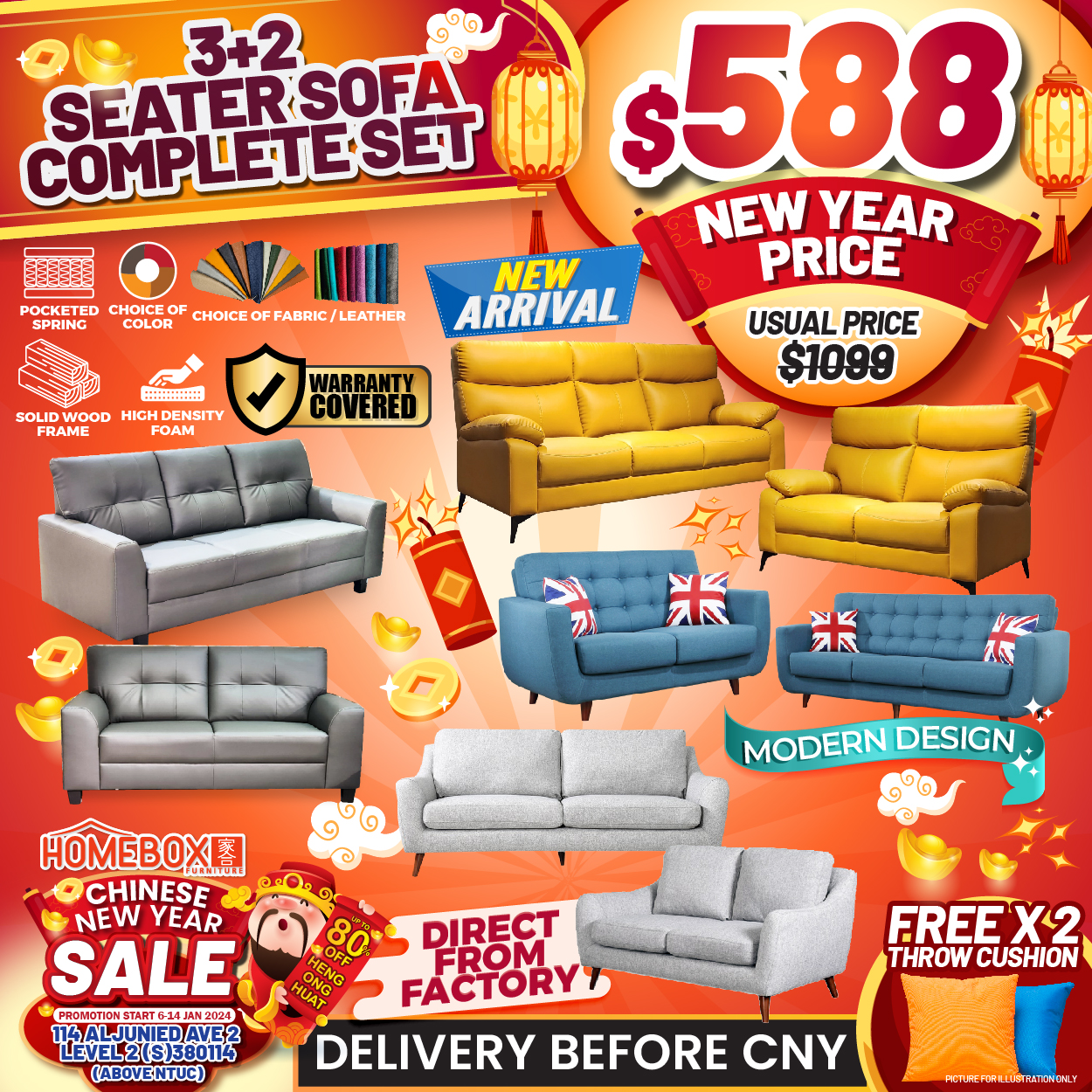 Lobang: Over 7,000 furniture to clear at this festive CNY Sale at Homebox Furniture @ Aljunied from now till 14 Jan 24; up to 80% off and guaranteed delivery before CNY - 7