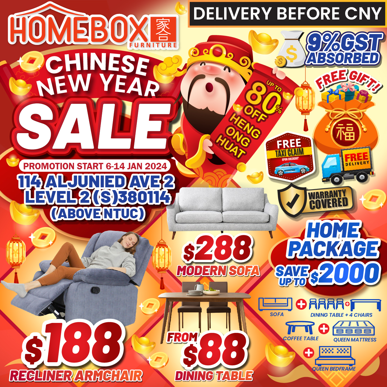 Lobang: Over 7,000 furniture to clear at this festive CNY Sale at Homebox Furniture @ Aljunied from now till 14 Jan 24; up to 80% off and guaranteed delivery before CNY - 3