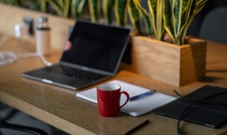 a laptop on a desk