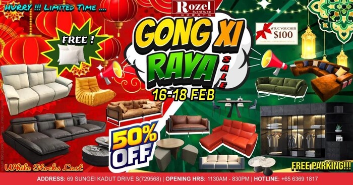 Lobang: Exclusive Pre Raya Sale at Rozel Furnishing: Feb 16th-18th, 2024! Immerse yourself in unparalleled savings with irresistible discounts of up to 30% on a carefully curated selection of premium-quality furniture - 2