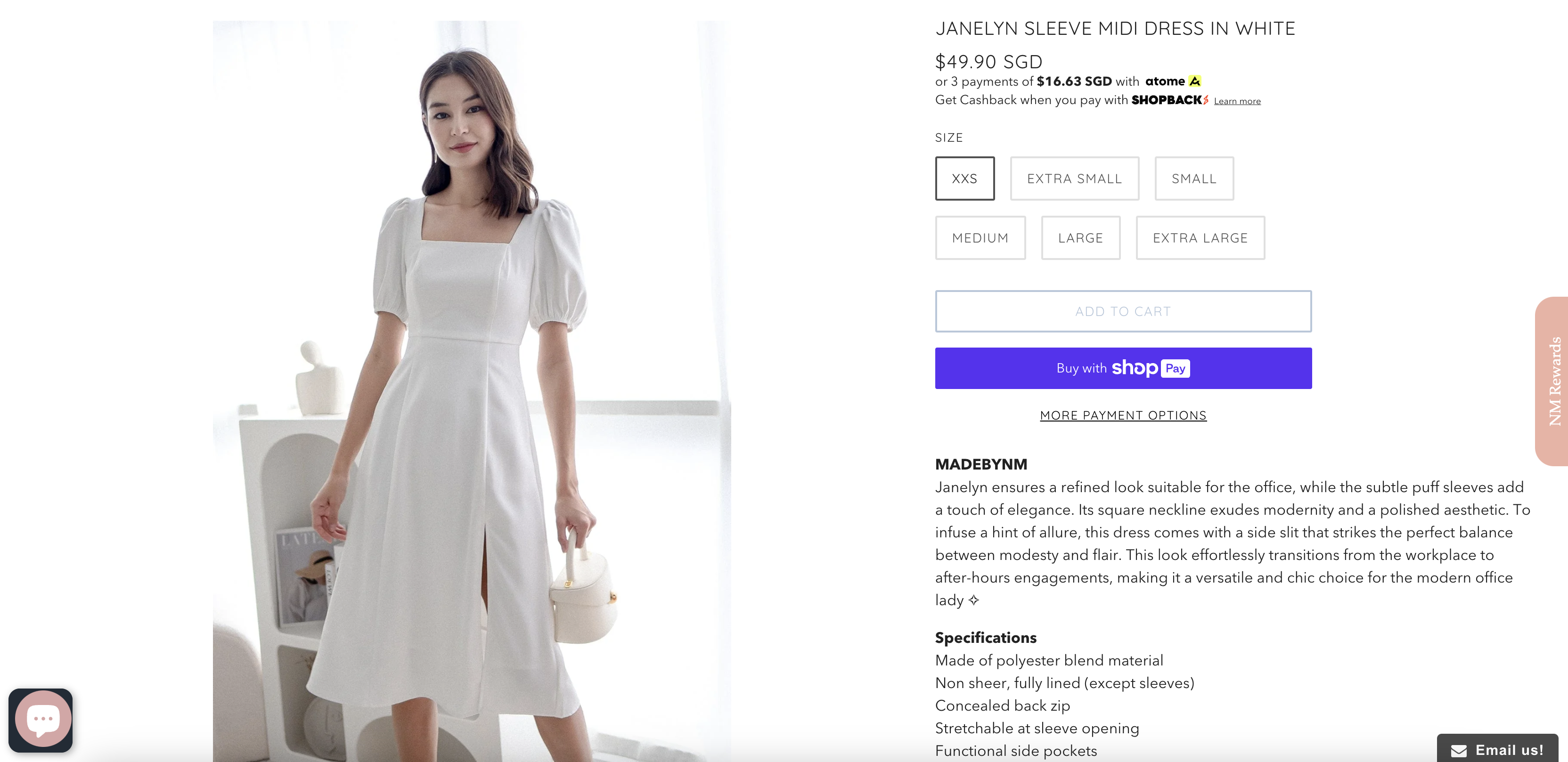 JANELYN SLEEVE MIDI DRESS IN WHITE