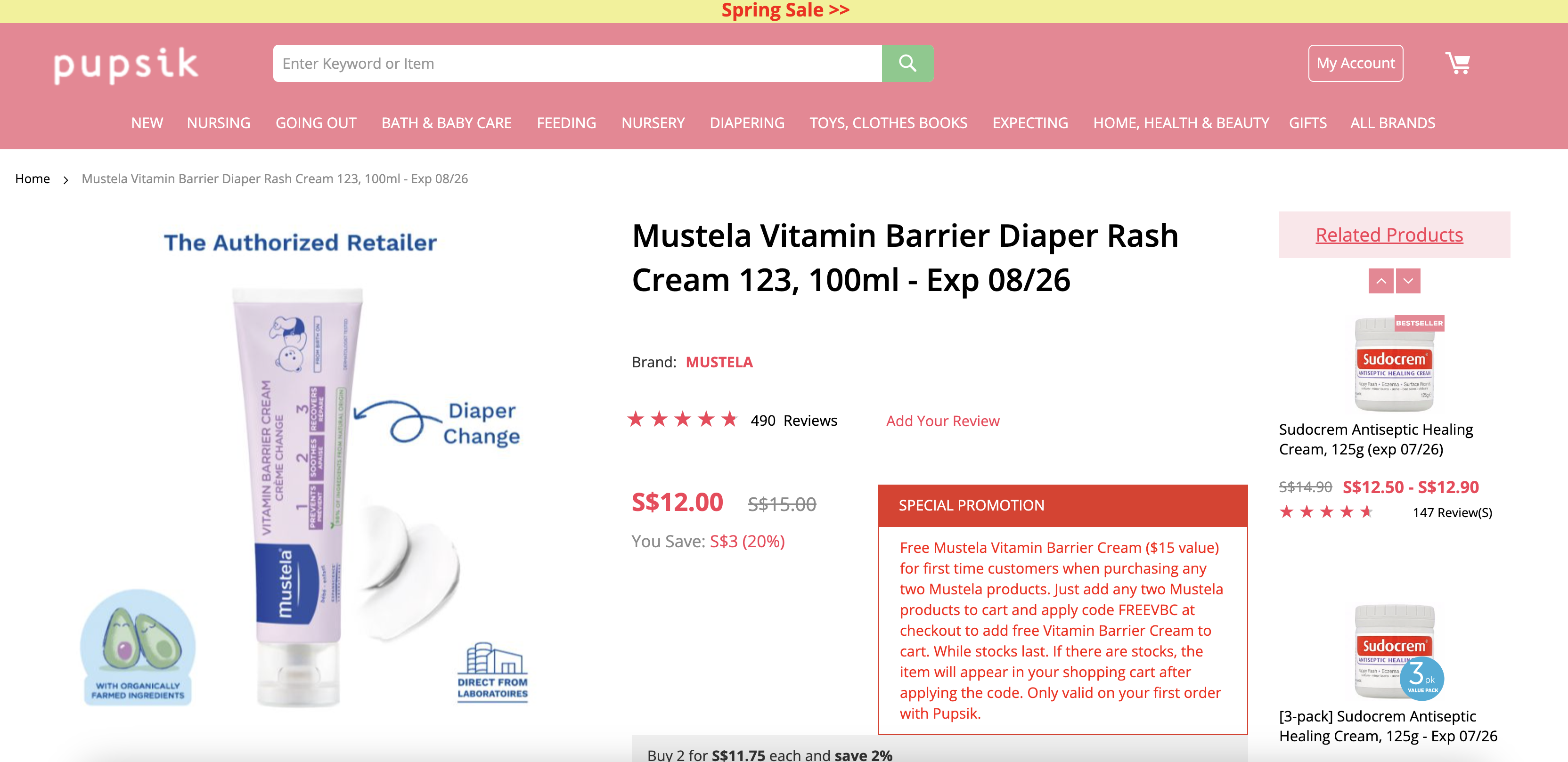 Mustela Vitamin Barrier Diaper Rash Cream 123