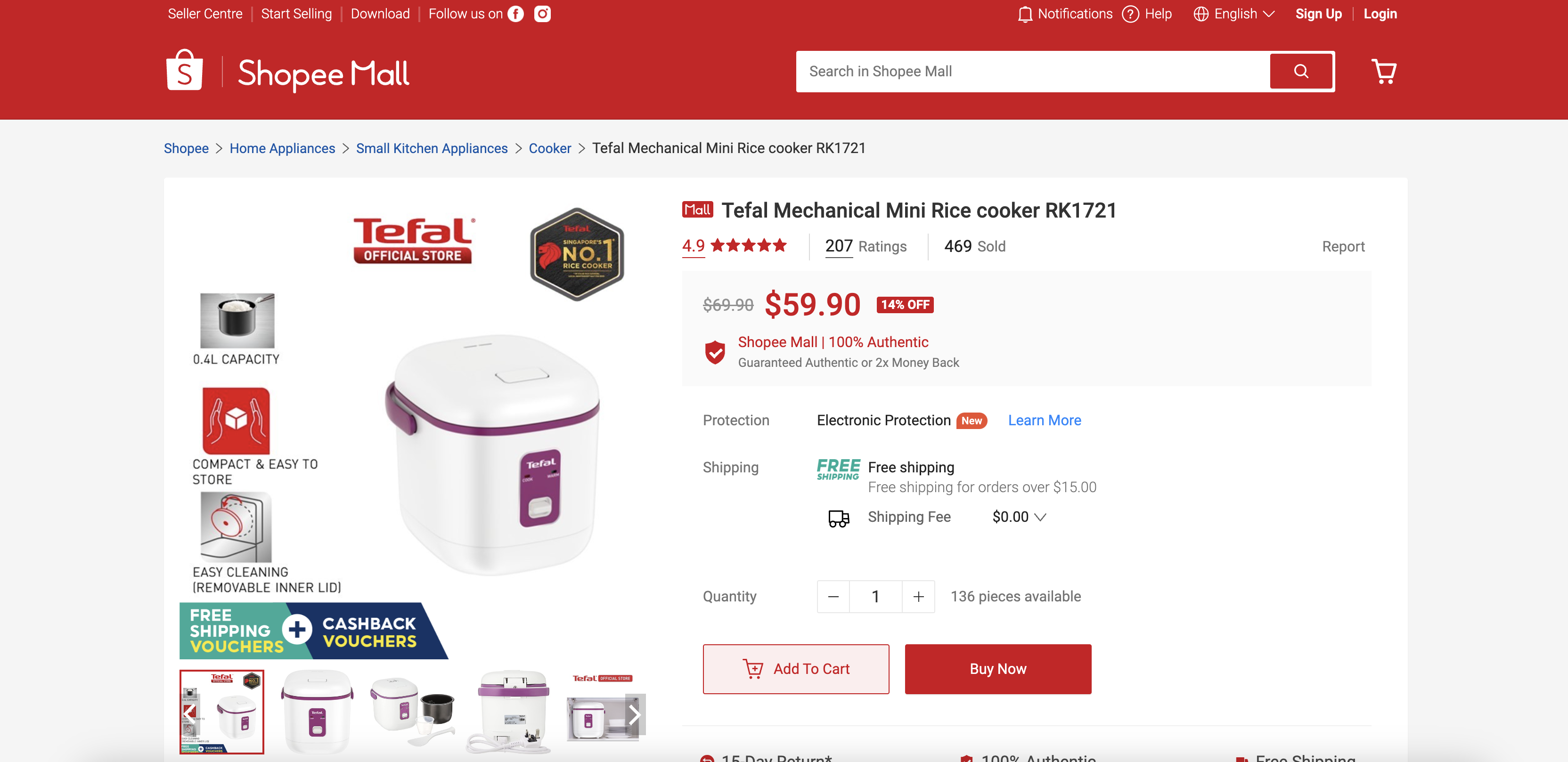 TEFAL Mechanical Mini Rice Cooker