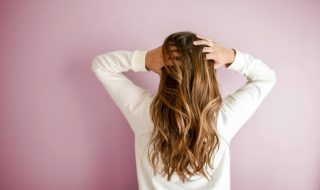 woman with long wavy hair