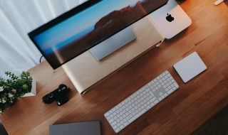 a work desk setup at home