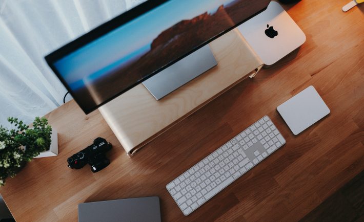 a work desk setup at home