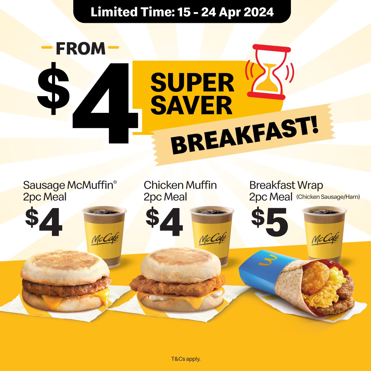 Lobang: McDonald's launches limited-time Super Saver Breakfast deals starting at $4, available from Apr 15 to Apr 24, 2024 - 3