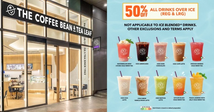 Lobang: The Coffee Bean & Tea Leaf offering 50% off your favourite iced beverages from 8 Apr 24 - 1