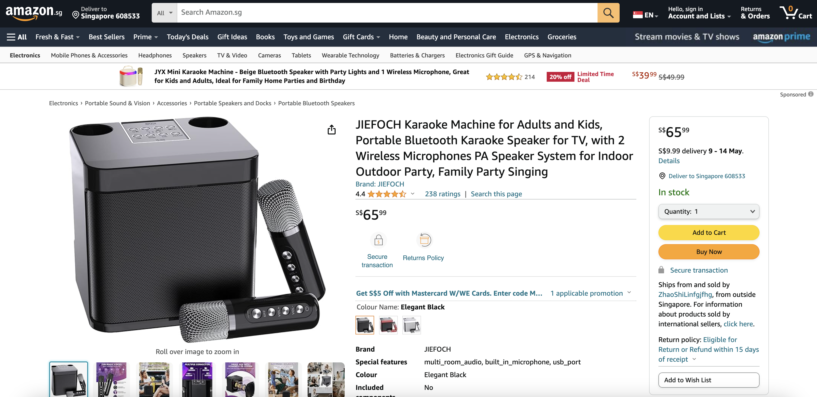 JIEFOCH Karaoke Machine for Adults and Kids