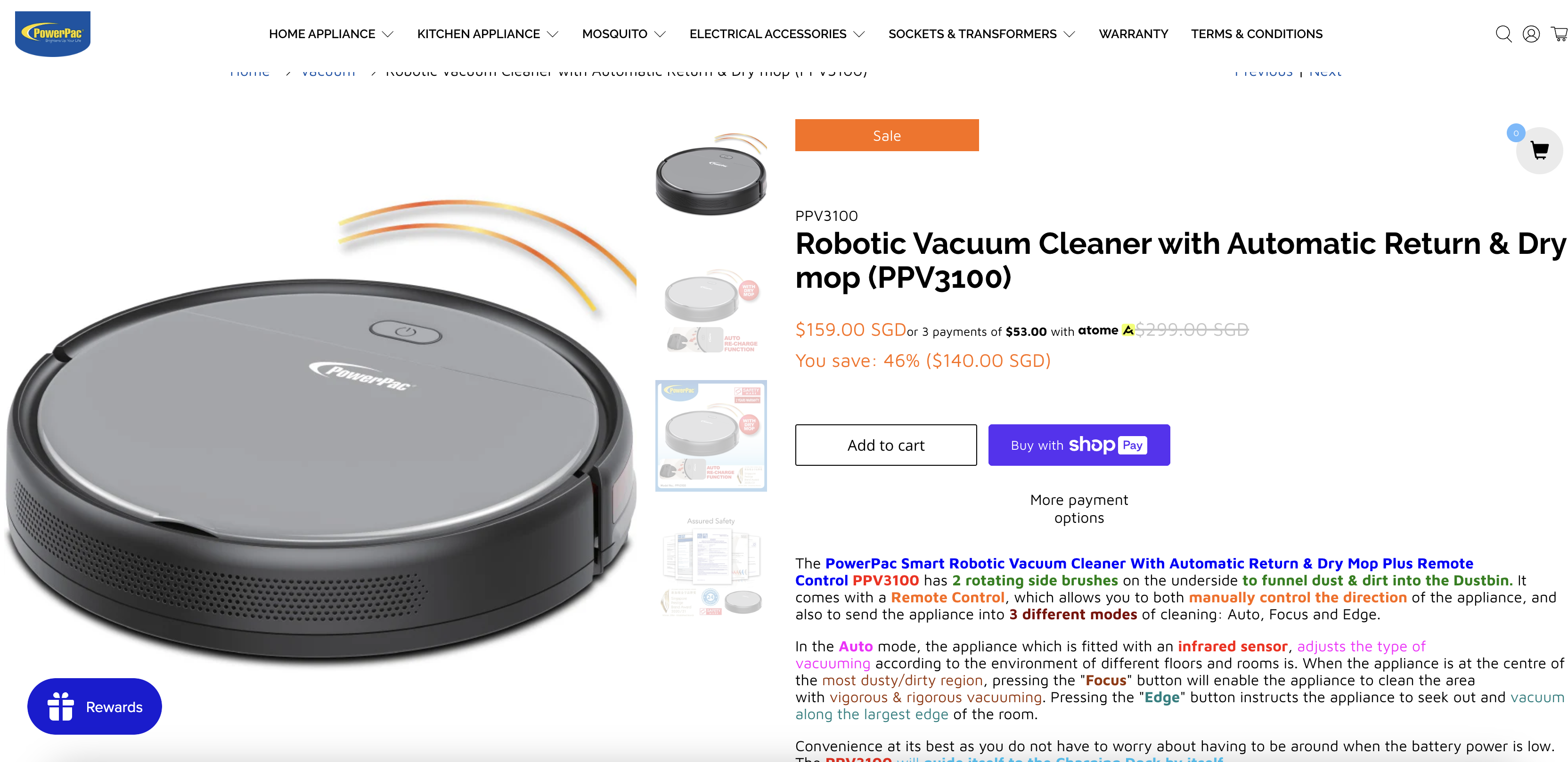 PowerPac Robotic Vacuum Cleaner