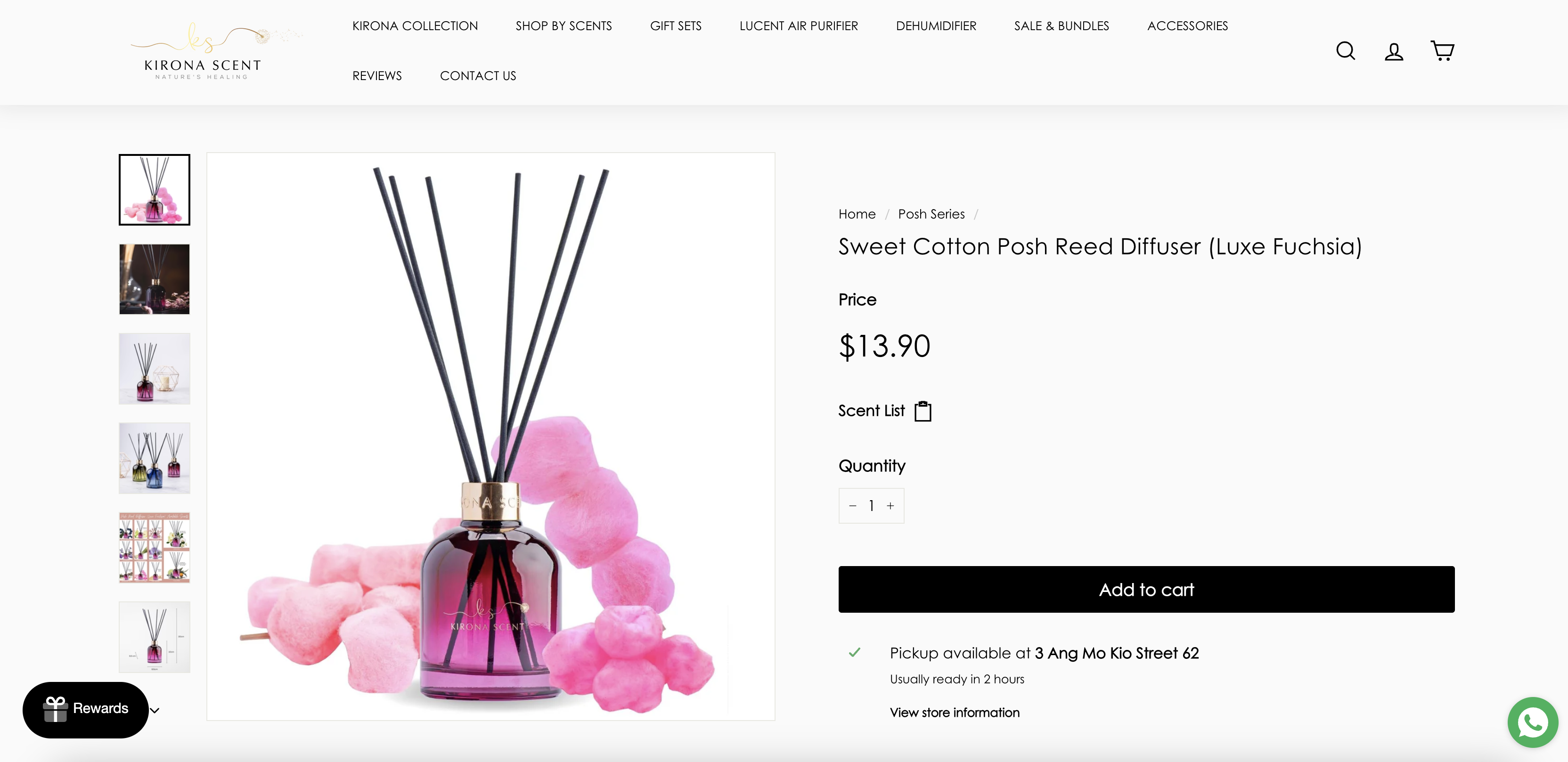 Sweet Cotton Posh Reed Diffuser (Luxe Fuchsia)