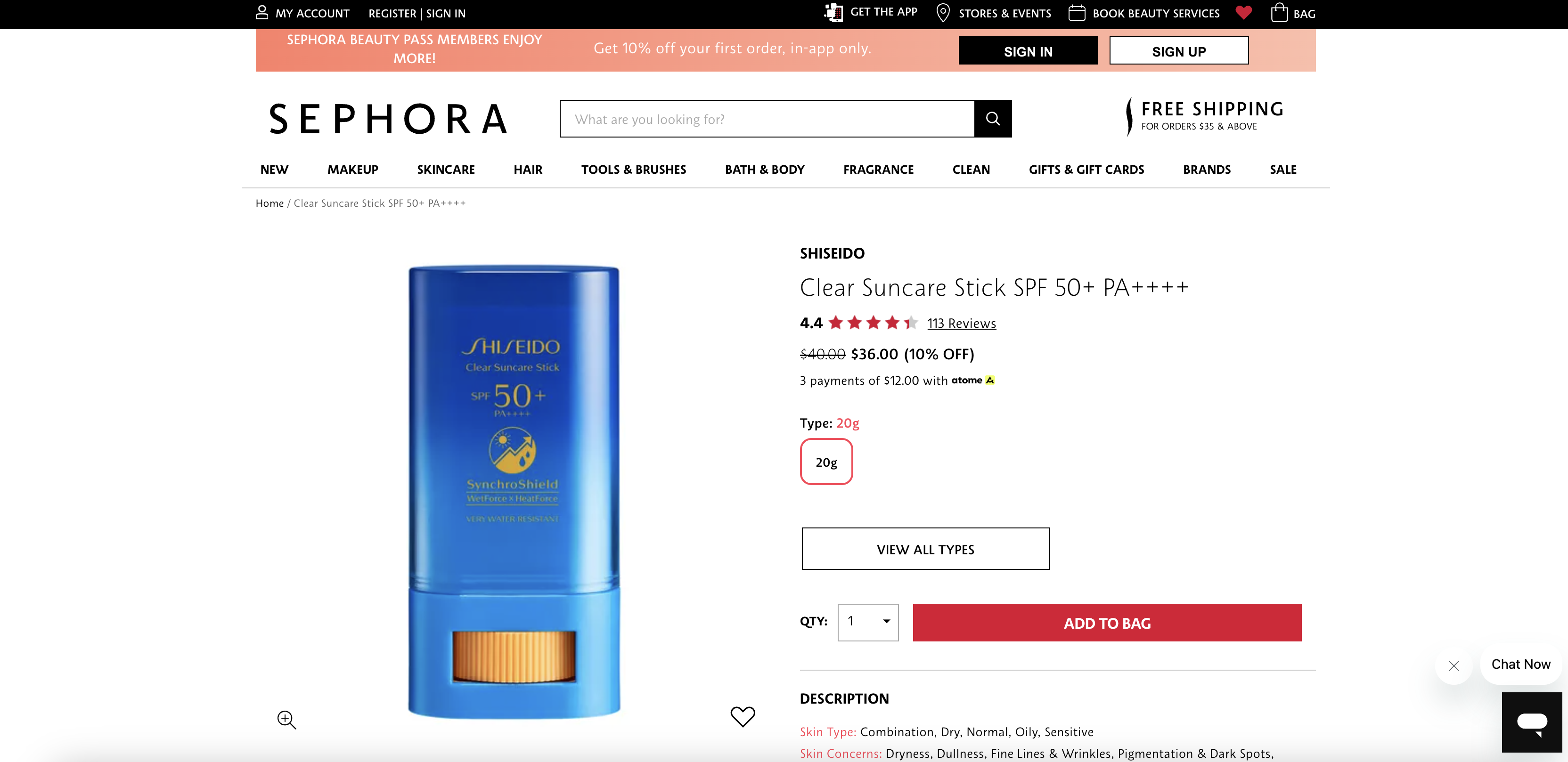 Clear Suncare Stick SPF 50
